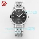 V9 Factory Swiss Jaeger-LeCoultre Master Control Black Face Date Ultra-Thin SS Clone Watch 